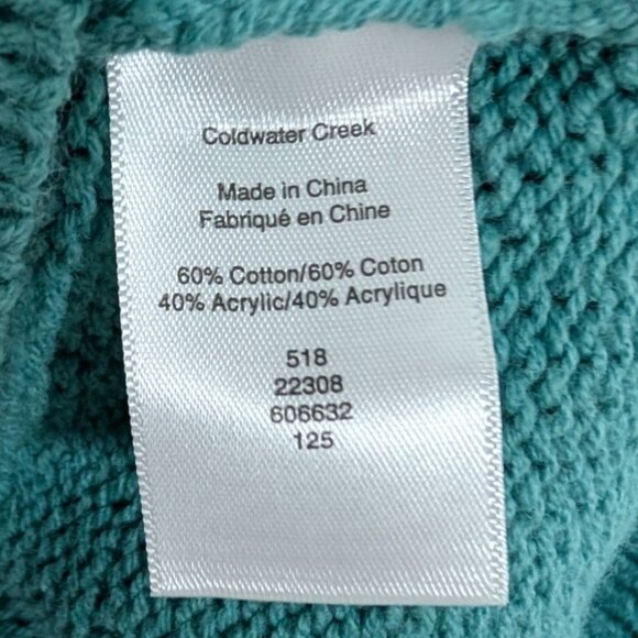 Coldwater Creek Knit Sweater Womens Size Medium Blue Button Detail Pullover - Picture 7 of 12